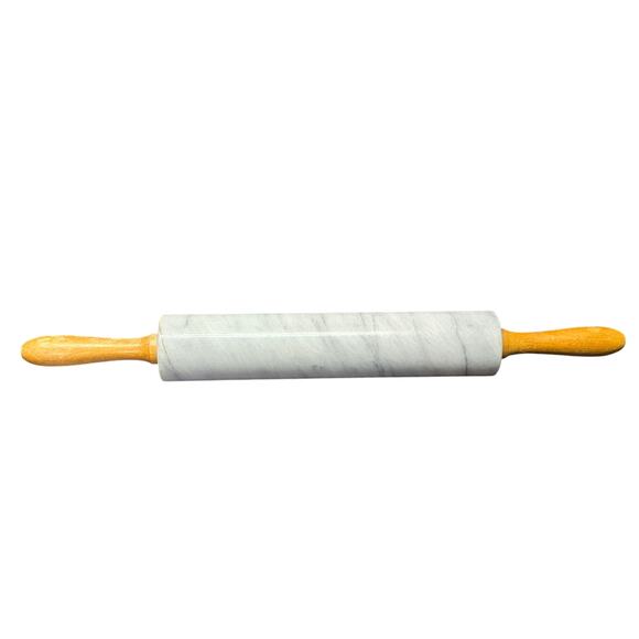 Heavy Duty Solid Marble Stone Rolling Pin w. Wood Handles 18" - Picture 9 of 9